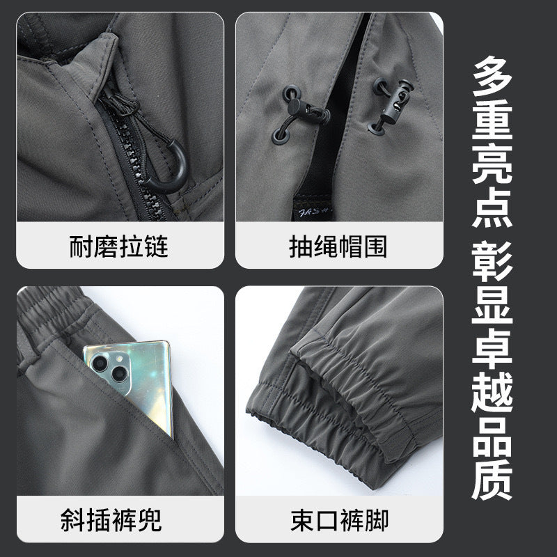 Outdoor assault clothing overalls suit men's spring and autumn elastic tooling labor protection clothing wear-resistant camouflage clothing hooded training clothing