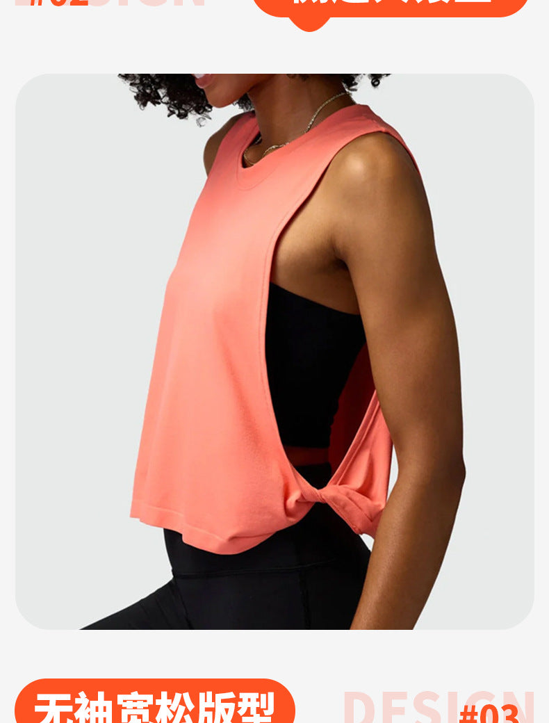 Cross-border yoga vest women's hollow back sports blouse outdoor running fitness leisure Joker top wholesale