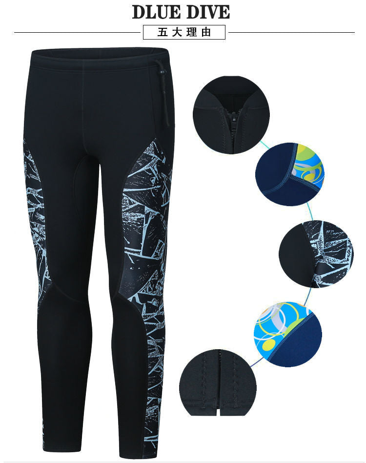 3mm Couple's Diving Wetsuit for Women, Two-Piece Long-Sleeve and Long Pants, Warm, Cold-Proof, Sun-Protective, Wet-Style Surfing, Snorkeling, and Swimming Suit