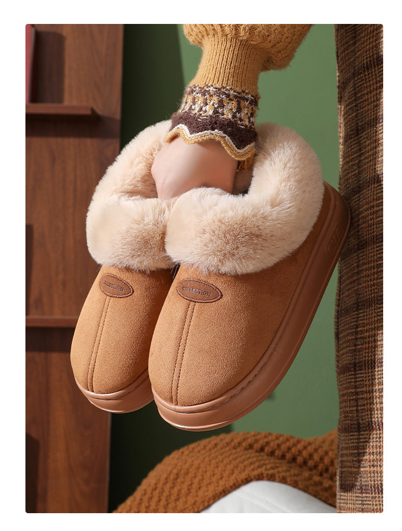 Winter Warm Short-tube Thick-soled Snow Boots for Women Couple Height-increasing fleece-lined Thickened Cotton Shoes for Interior and Exterior