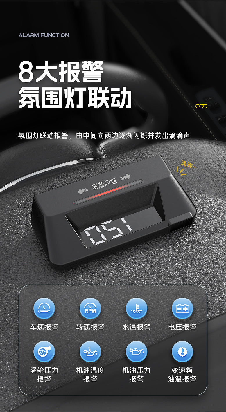 Hud head-up display obd multi-function vehicle instrument oil temperature transmission oil temperature monitoring dual display screen S100