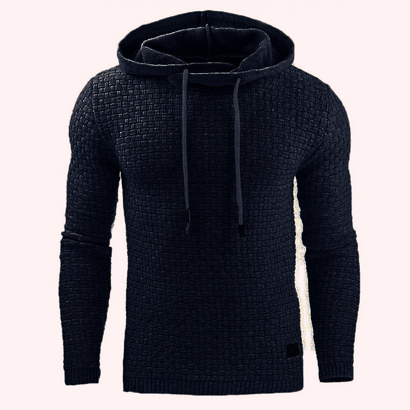 2018 autumn and winter new European and American men's jacquard sweater long sleeve hoodie warm color hooded sweatshirt jacket