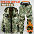 Autumn and Winter fleece-lined Work Clothes suit Men's Thickened Wear-Resistant Dirty-Resistant Labor Protection Mesh Warm-Keeping Tooling Outdoor Jacket