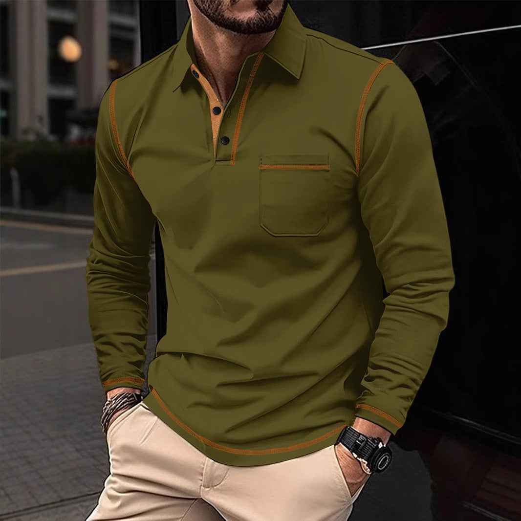 2025 new polo shirt long sleeve lapel men amazon casual sports breathable
