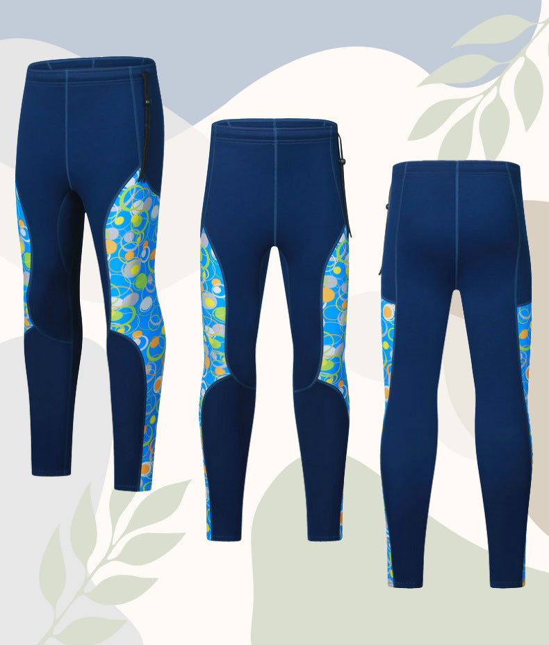 3mm Couple's Diving Wetsuit for Women, Two-Piece Long-Sleeve and Long Pants, Warm, Cold-Proof, Sun-Protective, Wet-Style Surfing, Snorkeling, and Swimming Suit