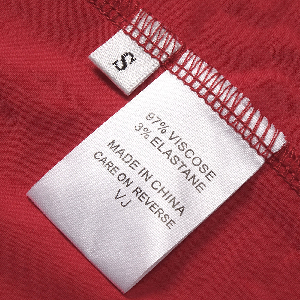 In Stock | New Cross-Border Long-Sleeve Ring-Neck European and American Women's Fashion V-Neck White and Red Long High-End Dress Wholesale.