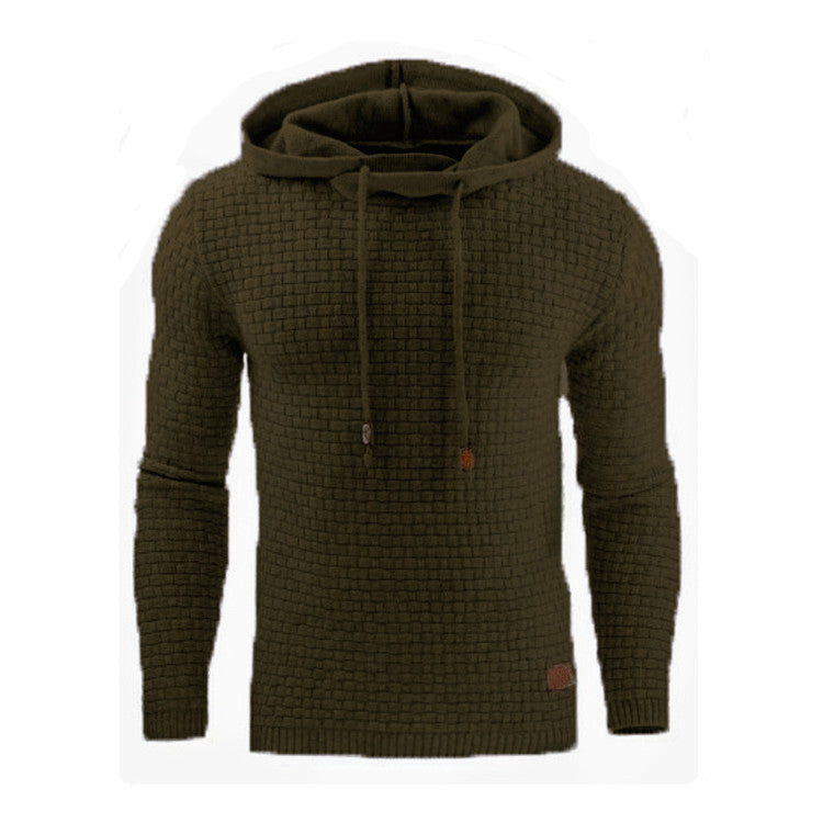 2018 autumn and winter new European and American men's jacquard sweater long sleeve hoodie warm color hooded sweatshirt jacket