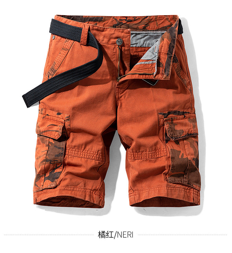 Camouflage Pants Men's Cargo Pants Loose Fit Summer Washed Cargo Shorts Cross-Border Exclusive B2021