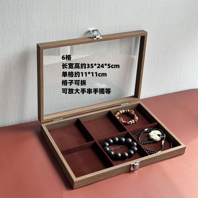Walnut Grain Large Capacity Jewelry Storage Box Ring Earrings Necklace Jewelry Box Bracelet Jewelry Dustproof Display Box