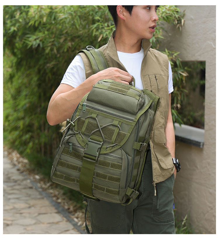 2025 New Men's Outdoor Backpack Travel Bag Large Capacity Oxford Cloth USB Charging Summer Camp Bag Export