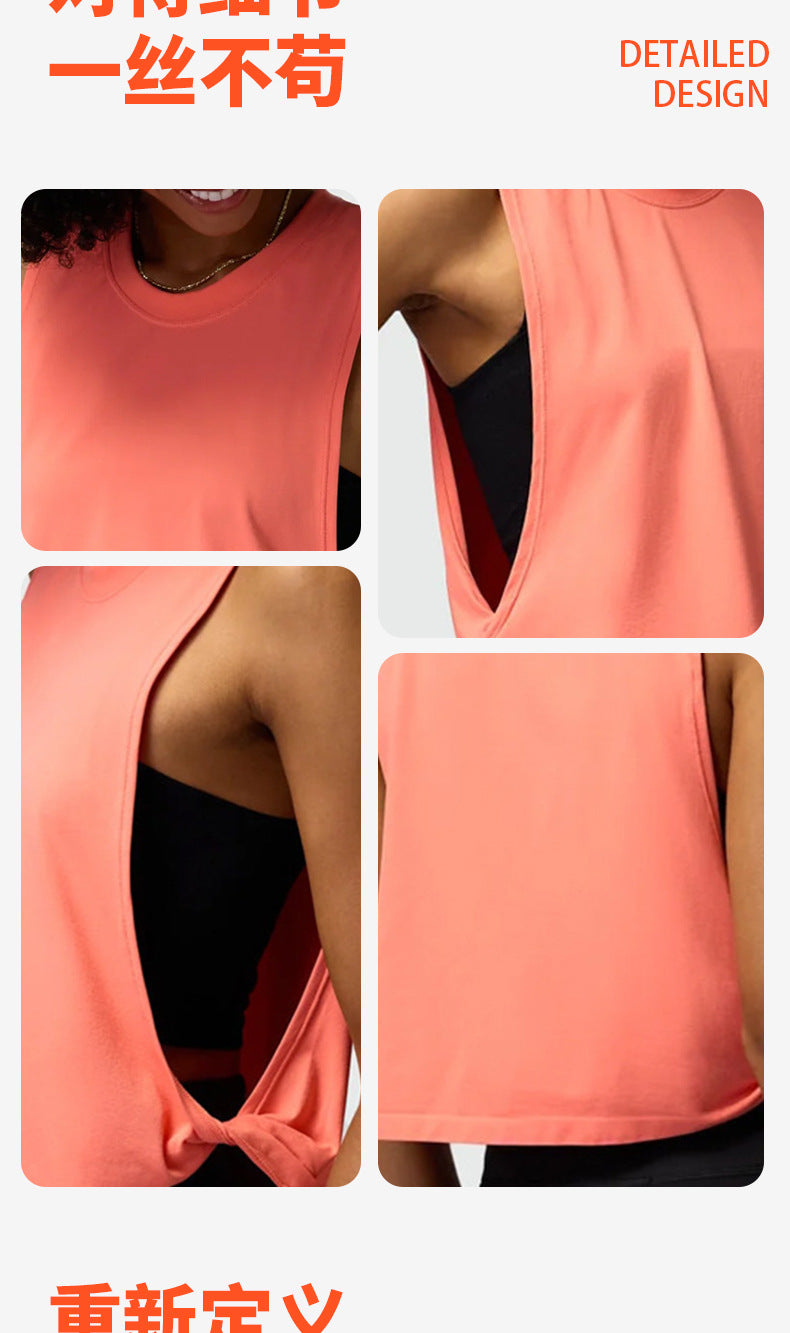 Cross-border yoga vest women's hollow back sports blouse outdoor running fitness leisure Joker top wholesale