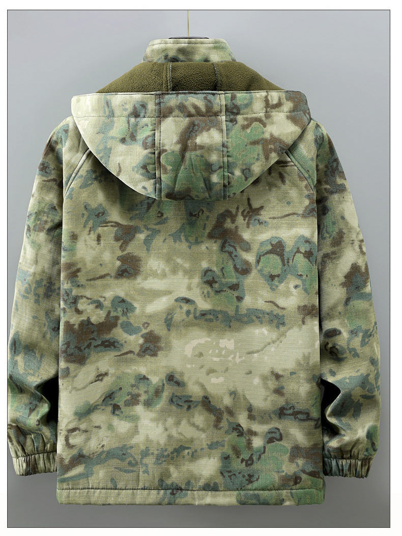Autumn and Winter fleece-lined Work Clothes suit Men's Thickened Wear-Resistant Dirty-Resistant Labor Protection Mesh Warm-Keeping Tooling Outdoor Jacket