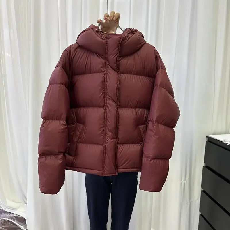Short, Thick Cotton Jacket for Petite Women, 2026 Winter Trendy Fashion New Hooded Warm Puffer Jacket