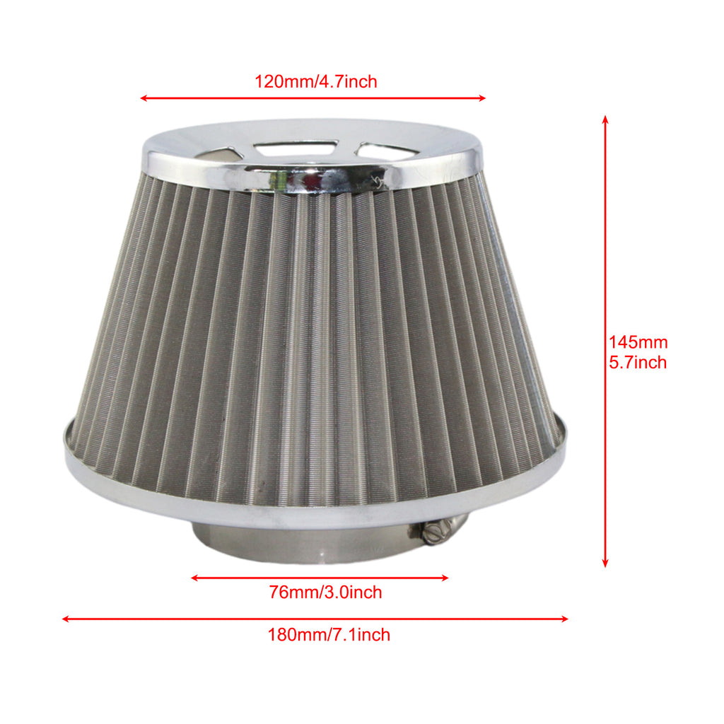 Car air filter high flow mushroom head engine intake modified mushroom head stainless steel mesh filter