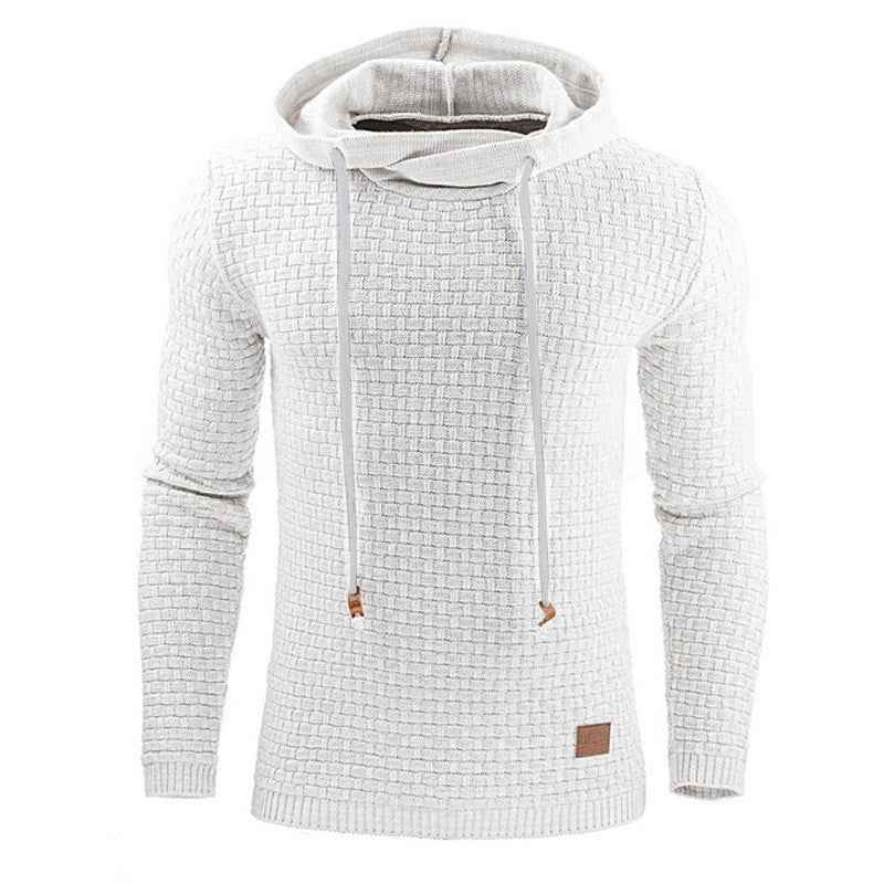 2018 autumn and winter new European and American men's jacquard sweater long sleeve hoodie warm color hooded sweatshirt jacket