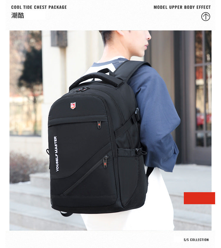 Cross-border Backpack Men's Large Capacity Business Travel Bag Computer Backpack Junior Senior high school College Student Schoolbag New Travel