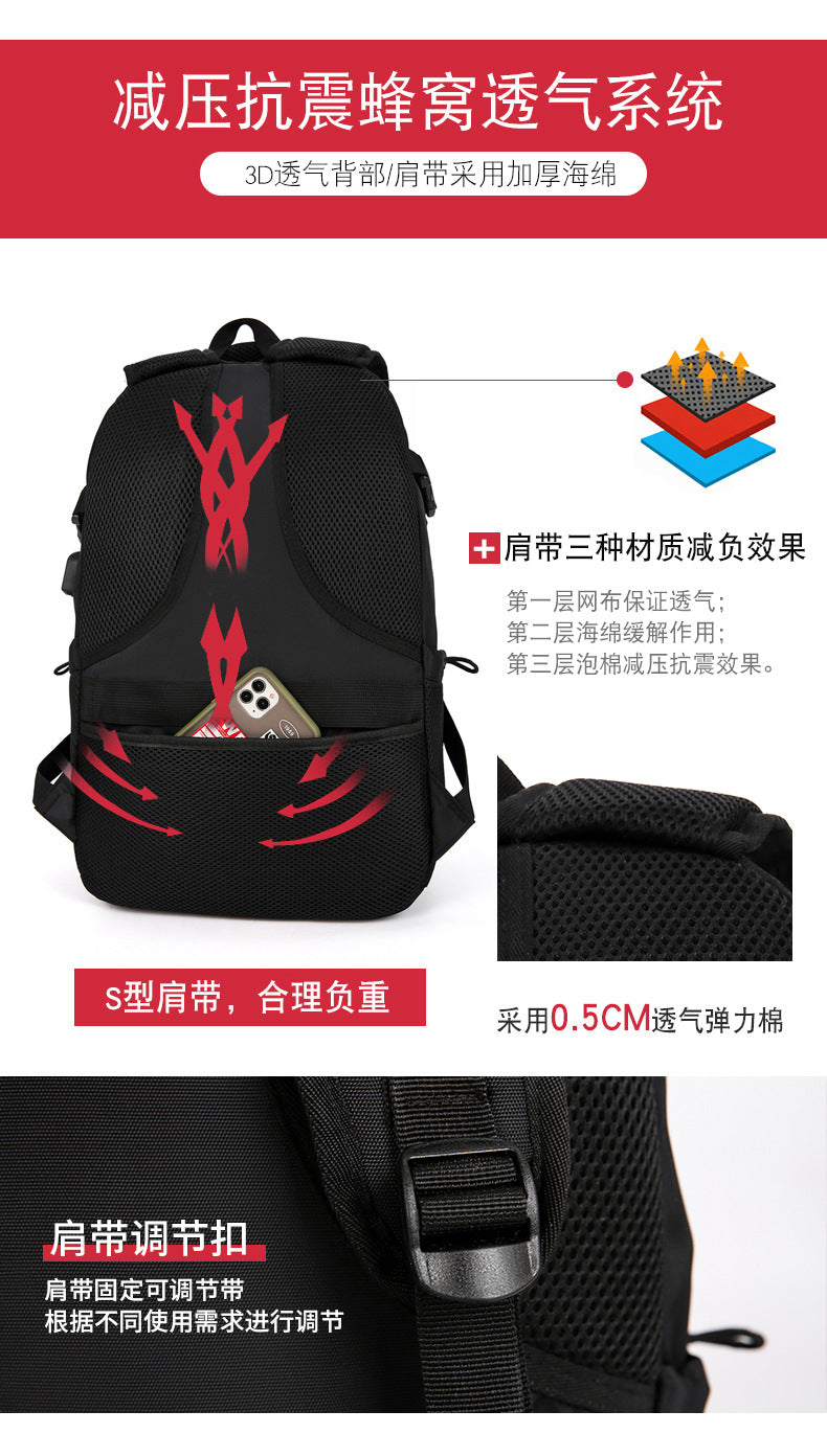 Cross-border Backpack Men's Large Capacity Business Travel Bag Computer Backpack Junior Senior high school College Student Schoolbag New Travel