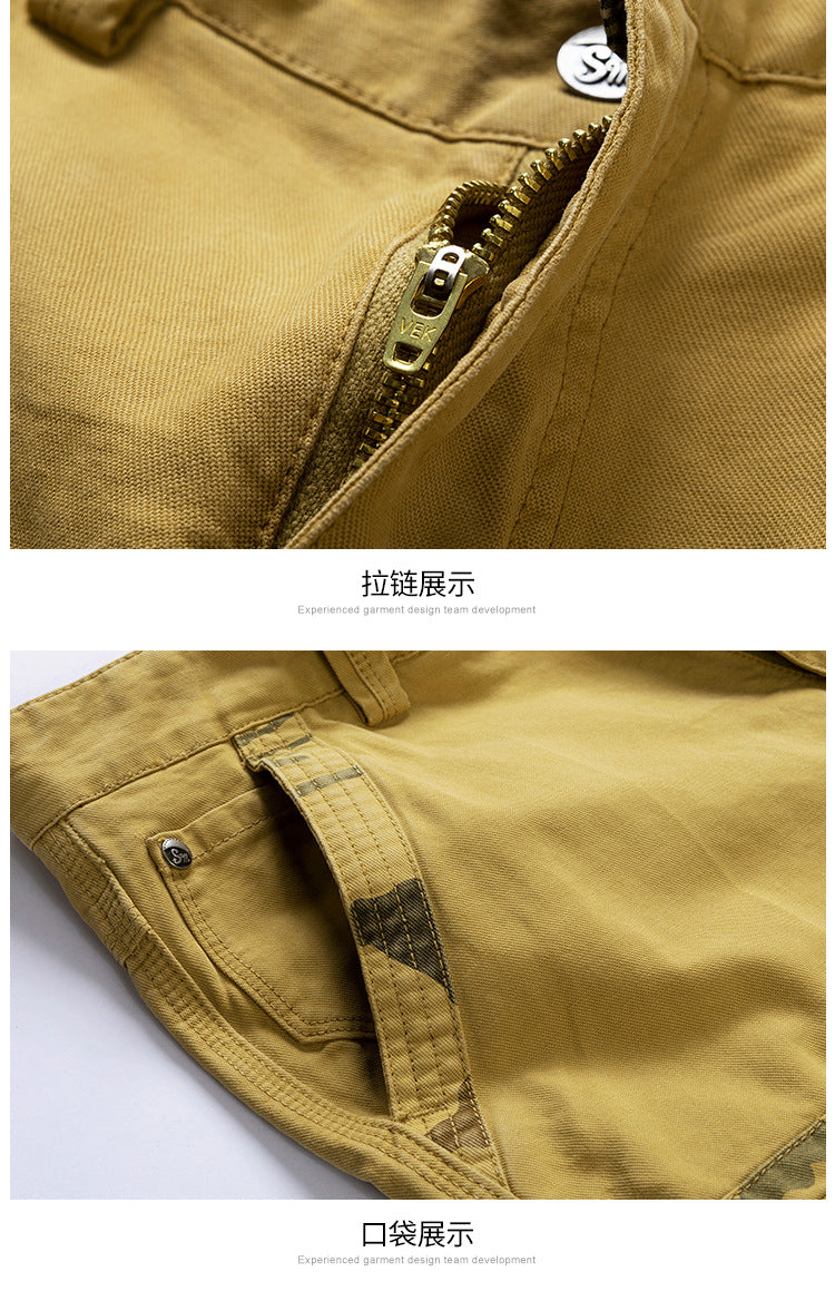 Camouflage Pants Men's Cargo Pants Loose Fit Summer Washed Cargo Shorts Cross-Border Exclusive B2021