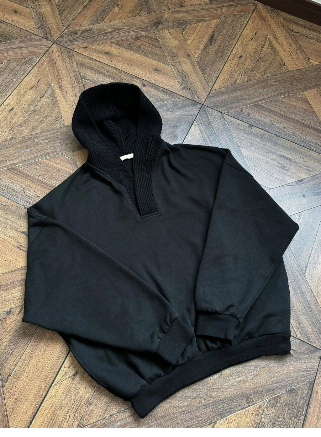cleanfit Grey Sweatshirt Men's Hooded Autumn and Winter Wool Stitching Design Niche Loose Casual Jacket