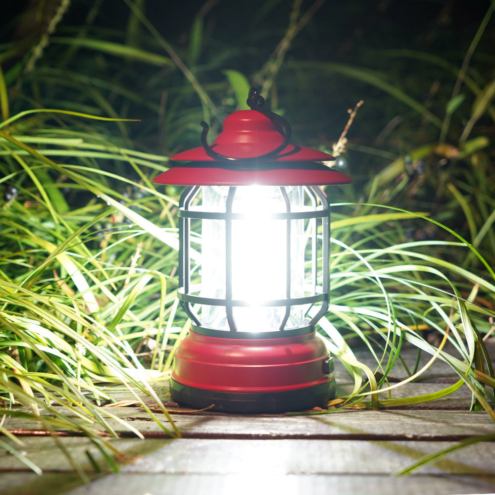 Cross-border new camping lamp outdoor multi-functional camping tent lamp retro lantern cob rechargeable portable lamp for home use