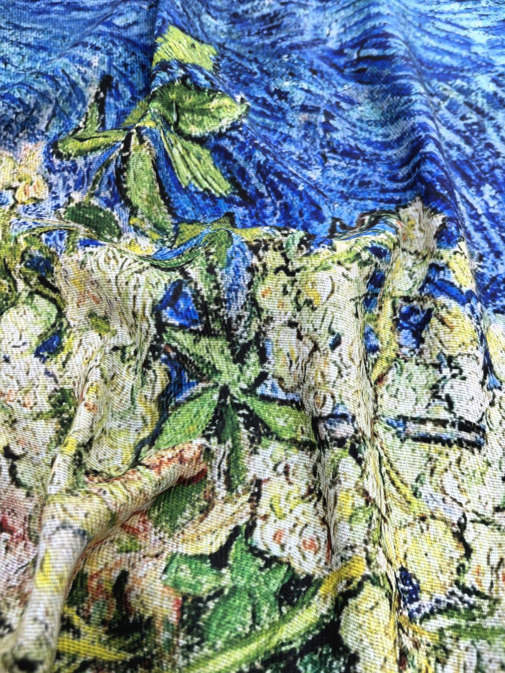 European and American Autumn and Winter New Van Gogh Oil Painting Chestnut Women's Warm Shawl Scarf Imitation Cashmere Tassel Long Scarf Scarf