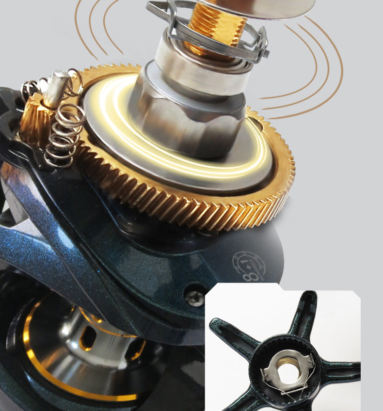 Cross-border foreign trade water drop wheel Luya long-distance fishing line wheel black horse mouth white 8-axis universal magnetic brake fishing wheel