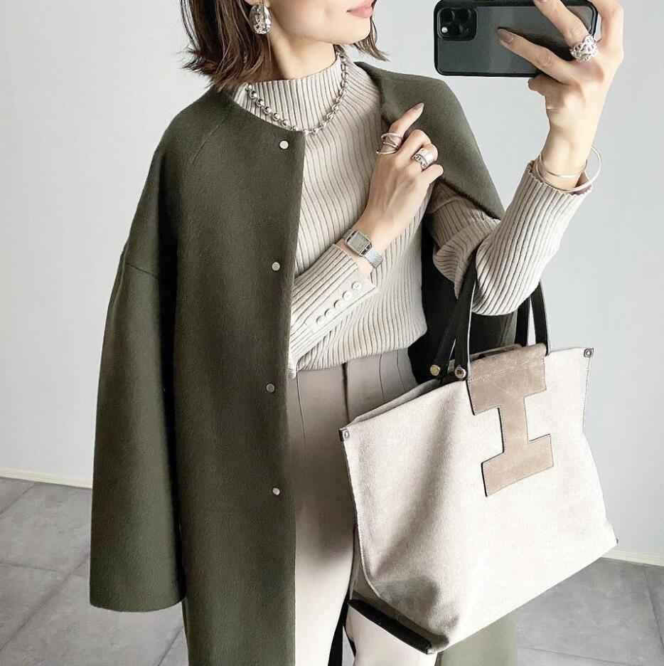 2026 Autumn/Winter New Style Lotte Ins Hot-Selling Loose Slimming Casual Simple Straight-Leg Coat Solid Color Overcoat for Women