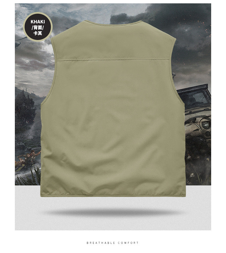 Outdoor Photographer Waterproof Vest Sleeveless Quick-drying Multi-pocket Quick-drying Fishing Vest Men's Thin Climbing Vest