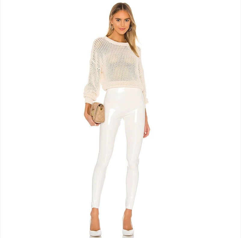 Cross-border Amazon Europe and America White Leather Pants Women's Cropped Pants Sexy PU Tight Slim Fit Summer Foreign Trade Hot Women's Clothing