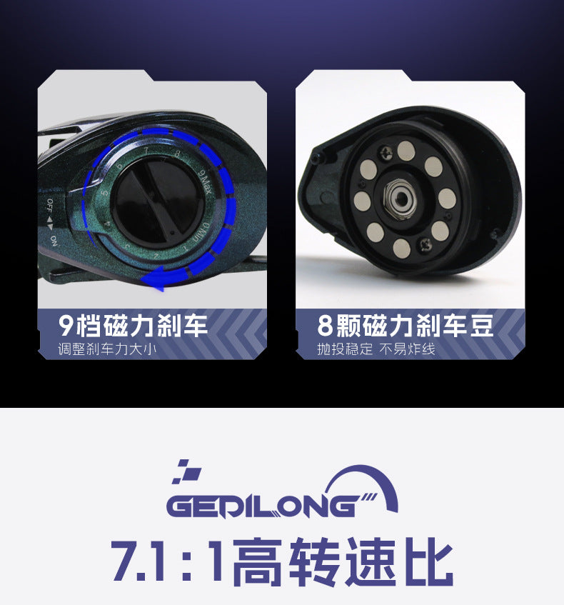 Cross-border foreign trade water drop wheel Luya long-distance fishing line wheel black horse mouth white 8-axis universal magnetic brake fishing wheel