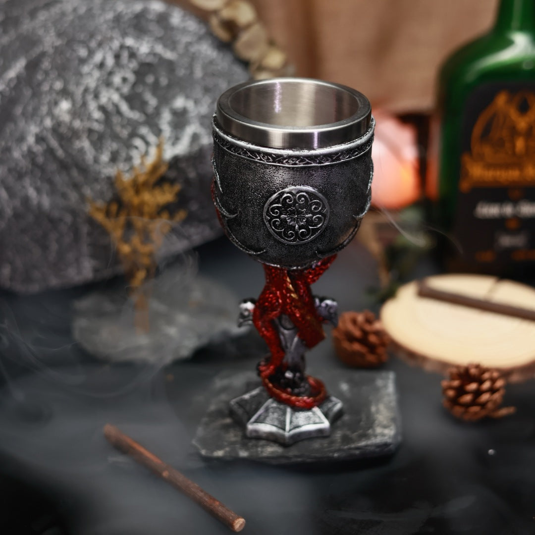 Cross-border New Product An Evil Dragon Wine Glass Western Dragon Stainless Steel Wine Glass 3D Three-dimensional Dragon Warrior Goblet