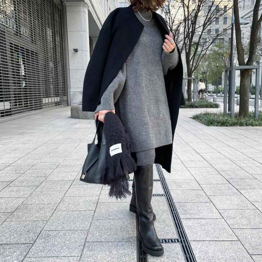 2026 Autumn/Winter New Style Lotte Ins Hot-Selling Loose Slimming Casual Simple Straight-Leg Coat Solid Color Overcoat for Women