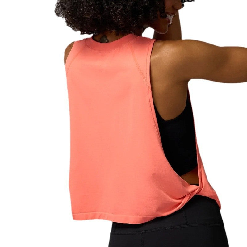 Cross-border yoga vest women's hollow back sports blouse outdoor running fitness leisure Joker top wholesale