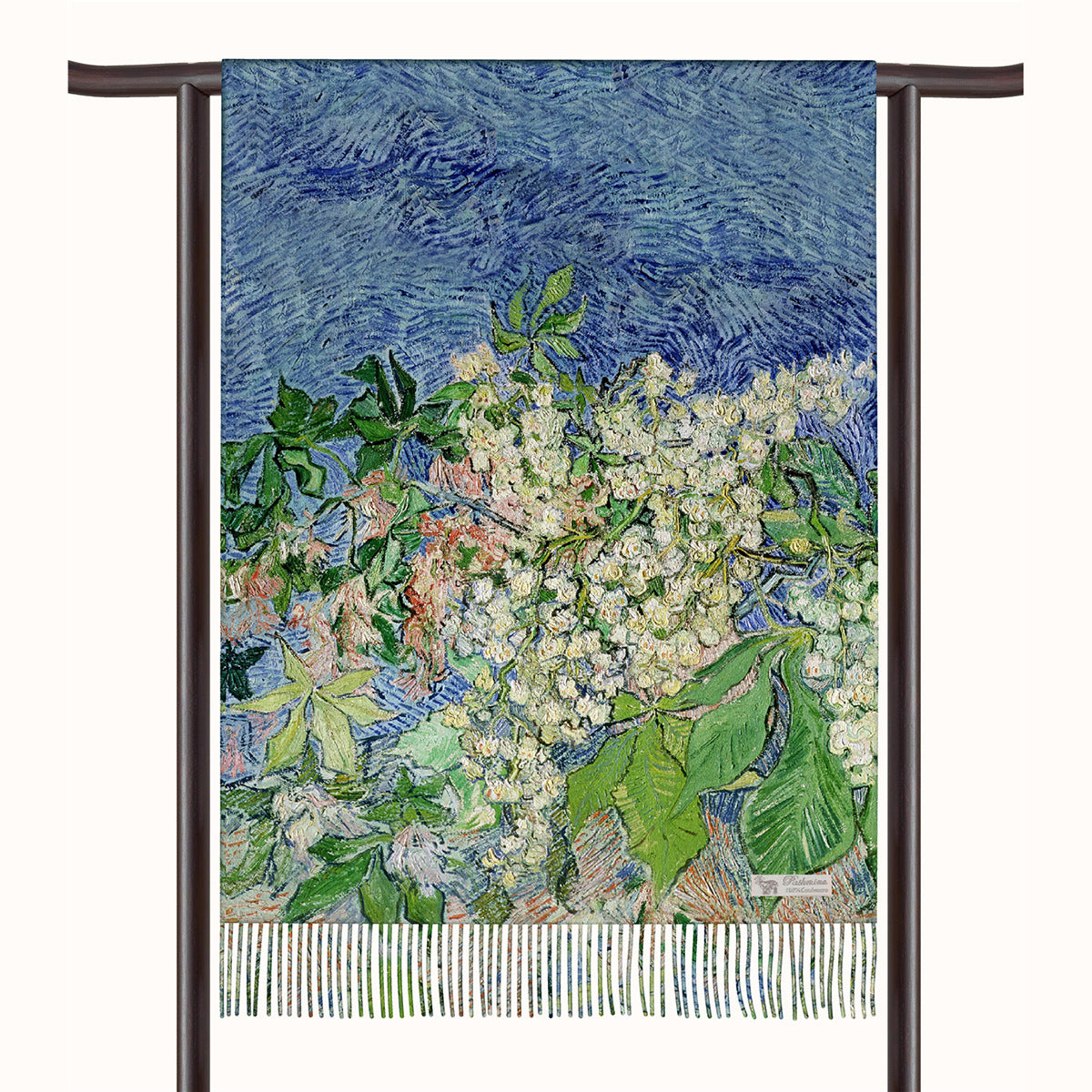 European and American Autumn and Winter New Van Gogh Oil Painting Chestnut Women's Warm Shawl Scarf Imitation Cashmere Tassel Long Scarf Scarf