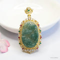 Guan Yu Natural Grade a Jadeite Blue Water Landscape Brand Inlaid Pendant Necklace Jewelry Live Streaming Kuaishou S4112904L