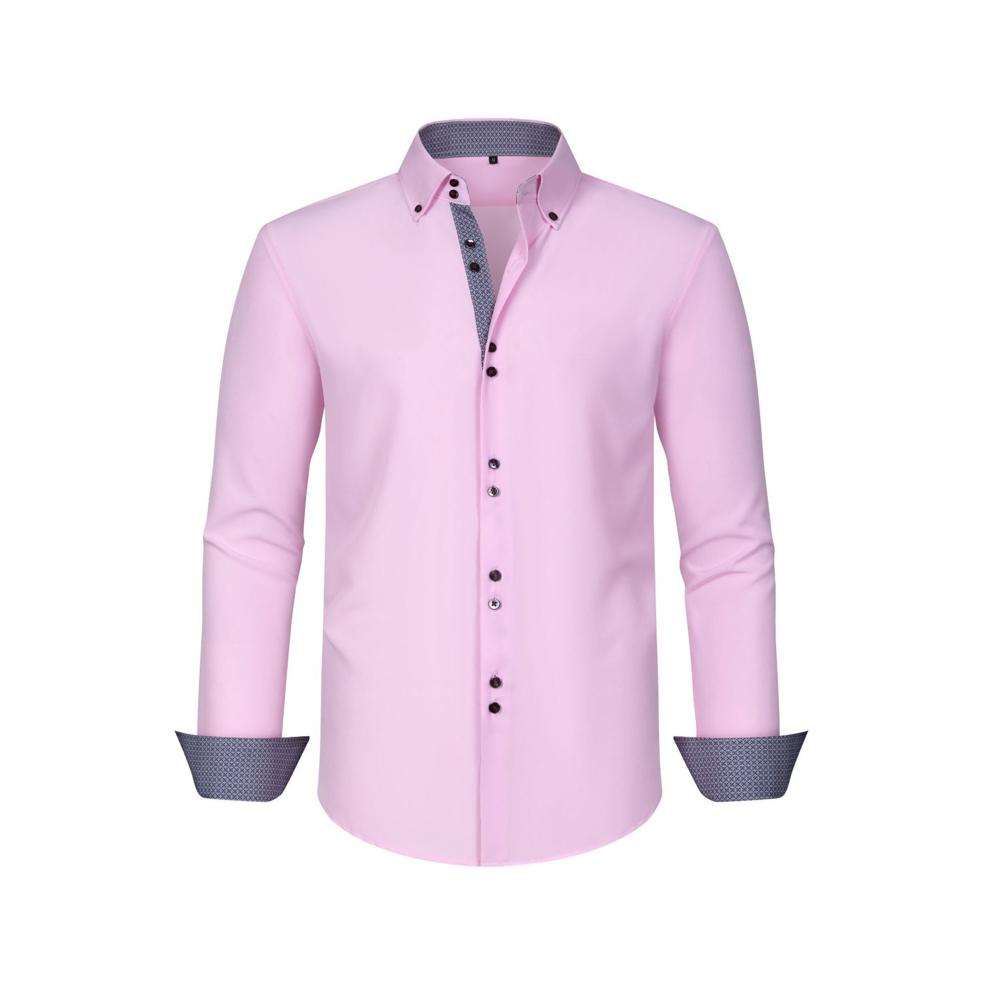 Cross-Border Four-Way Stretch Men's Shirt Polka Dot Color Matching Design Double-Breasted Shirt Men's Amazon Hot Style
