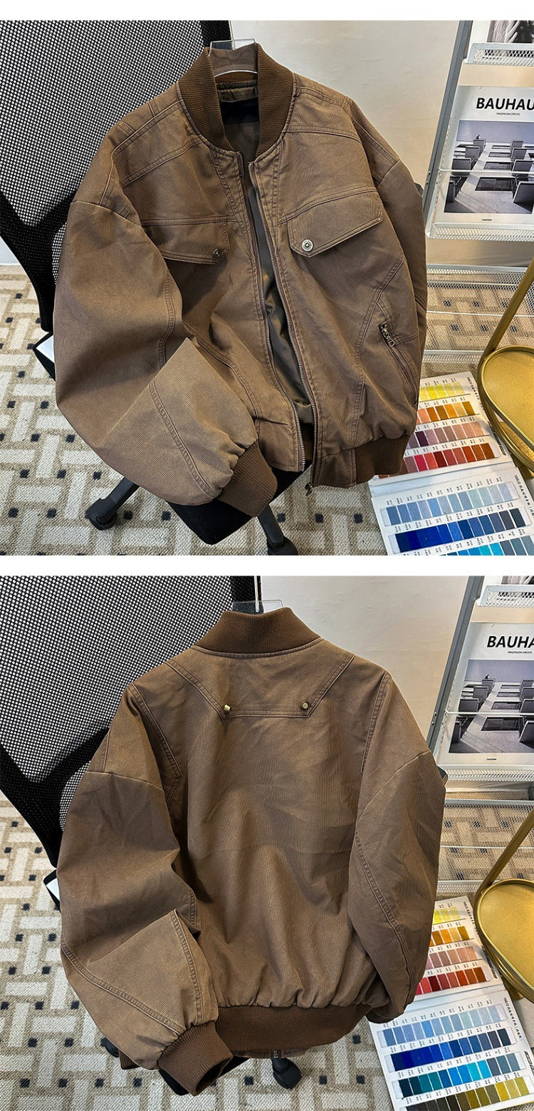 cleanfit Short Profile Corduroy Crock Jacket Men's Winter Thickened Baseball Clothes Old Quilted Jacket