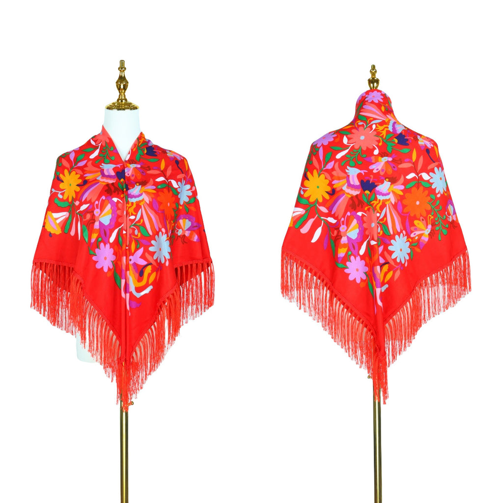 Cross-border New Daisy Twill Print Square Elegant Tassel Shawl Warm Beautiful Dustproof Multifunctional Scarf