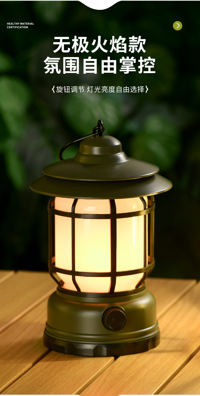 Outdoor Camping Lamp Home Atmosphere Camping Lamp Super Long Endurance Portable Horse Lamp Multifunctional Charging Retro Tent Lamp