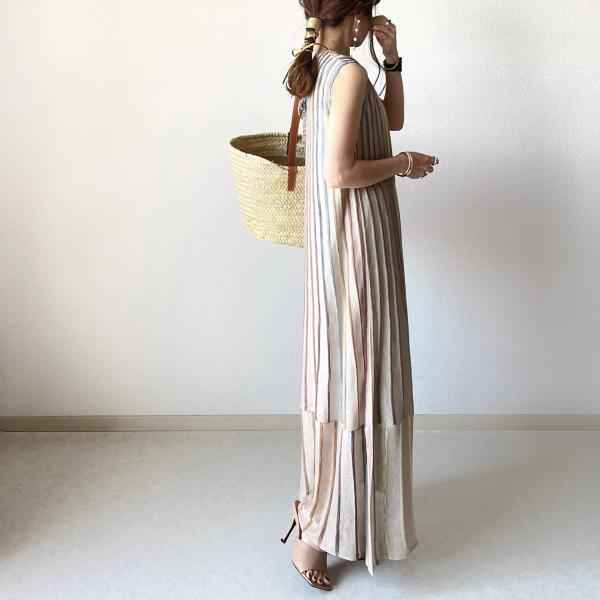 In-Stock Japanese Style 2026 Summer New Striped Color-Blocked Knitted Sleeveless Round-Neck Jacquard Knit Dress