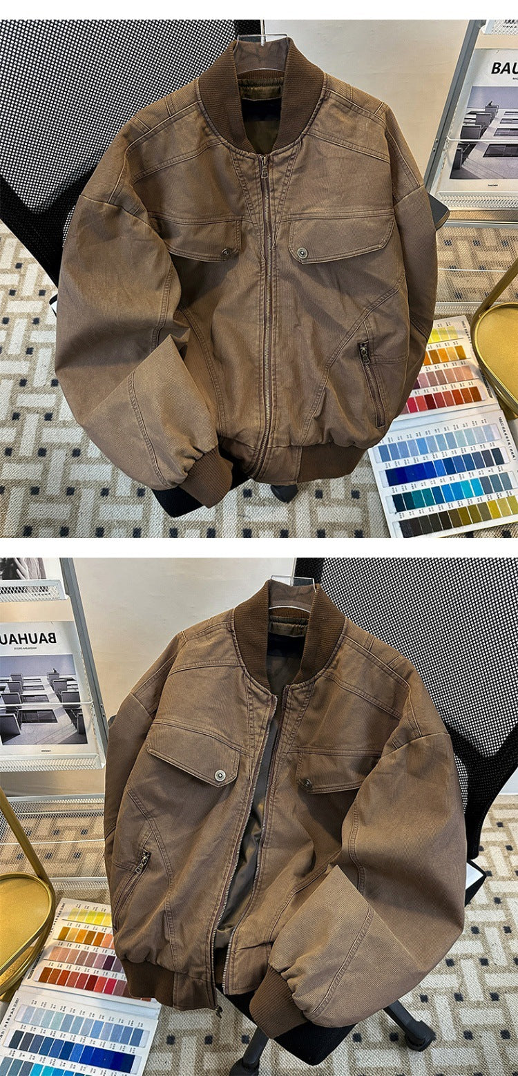 cleanfit Short Profile Corduroy Crock Jacket Men's Winter Thickened Baseball Clothes Old Quilted Jacket