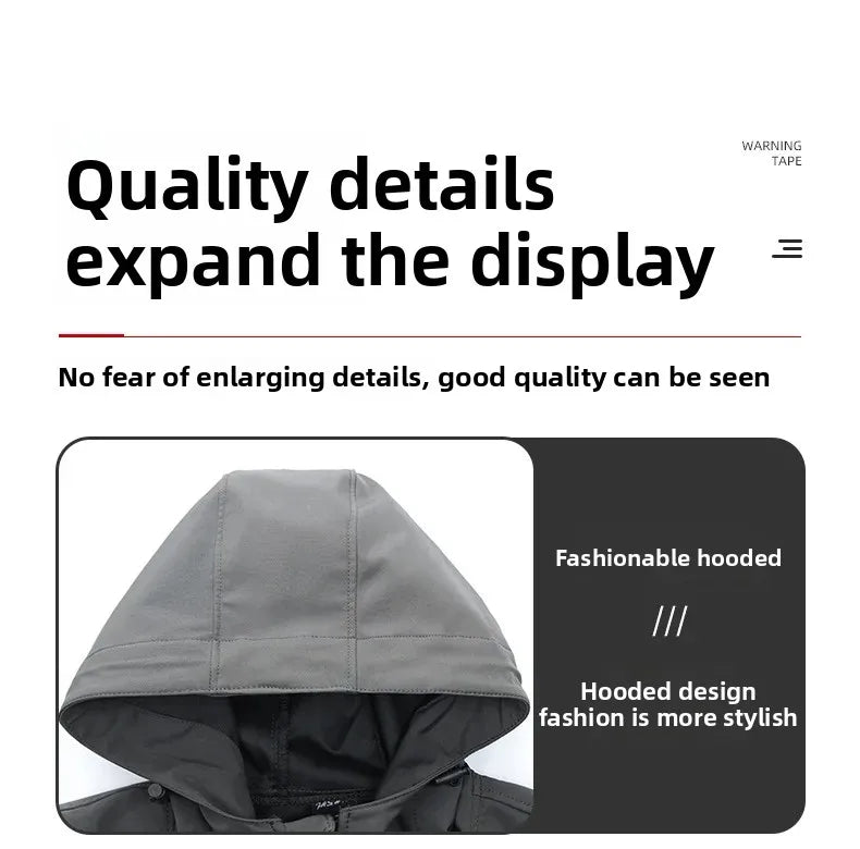 Men's Outdoor Workwear Camouflage Skin Jacket Set Spring Autumn Elastic Wear Resistant Training Clothes with Hood for Climbing