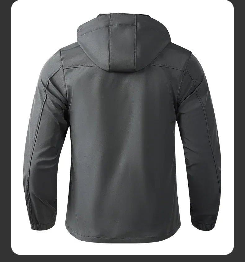 Men's Outdoor Workwear Camouflage Skin Jacket Set Spring Autumn Elastic Wear Resistant Training Clothes with Hood for Climbing