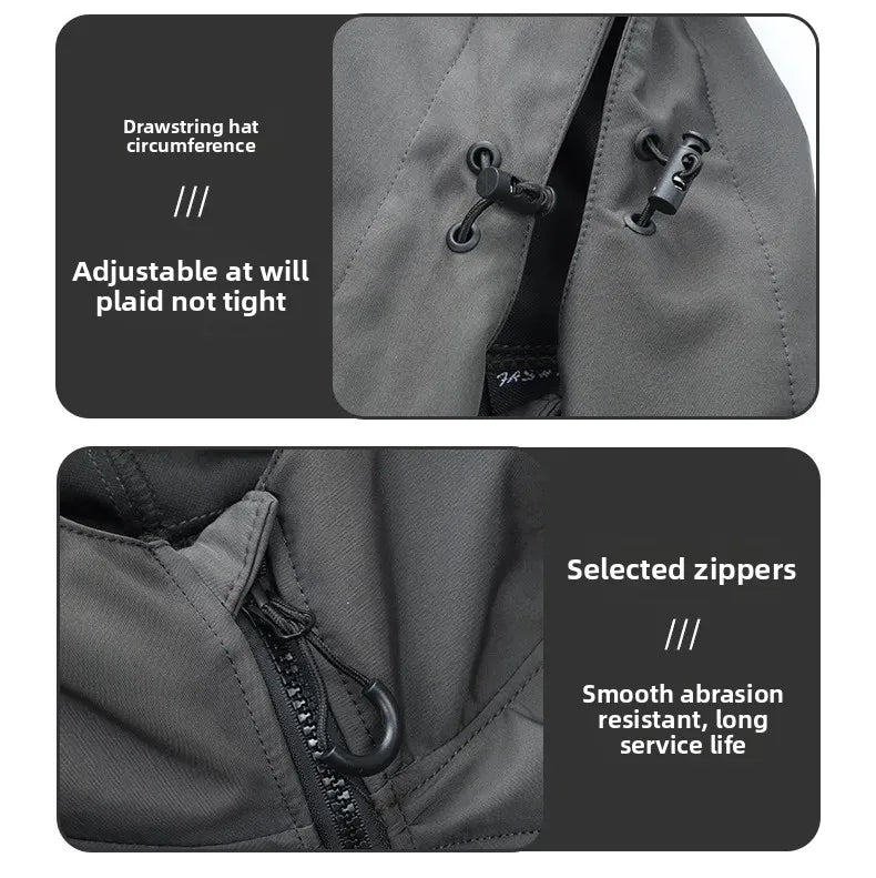 Men's Outdoor Workwear Camouflage Skin Jacket Set Spring Autumn Elastic Wear Resistant Training Clothes with Hood for Climbing